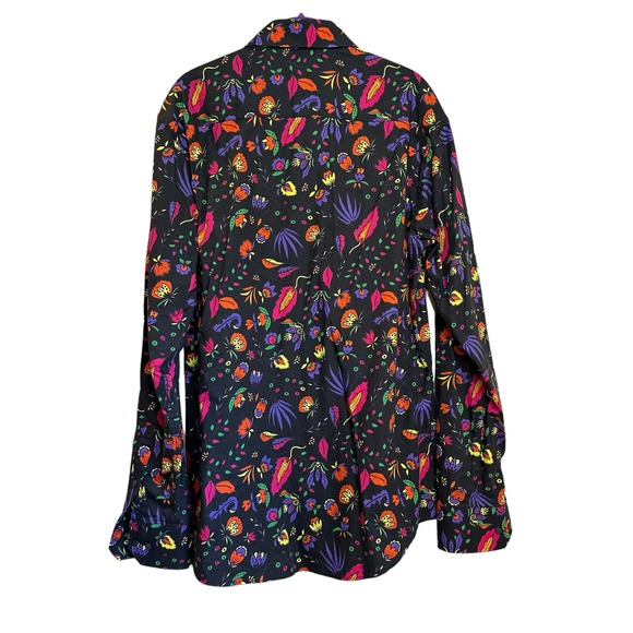 GrosVenor London Men's Funky Casual Colorful Black Floral Print Slim Fit sz XL - Picture 2 of 10